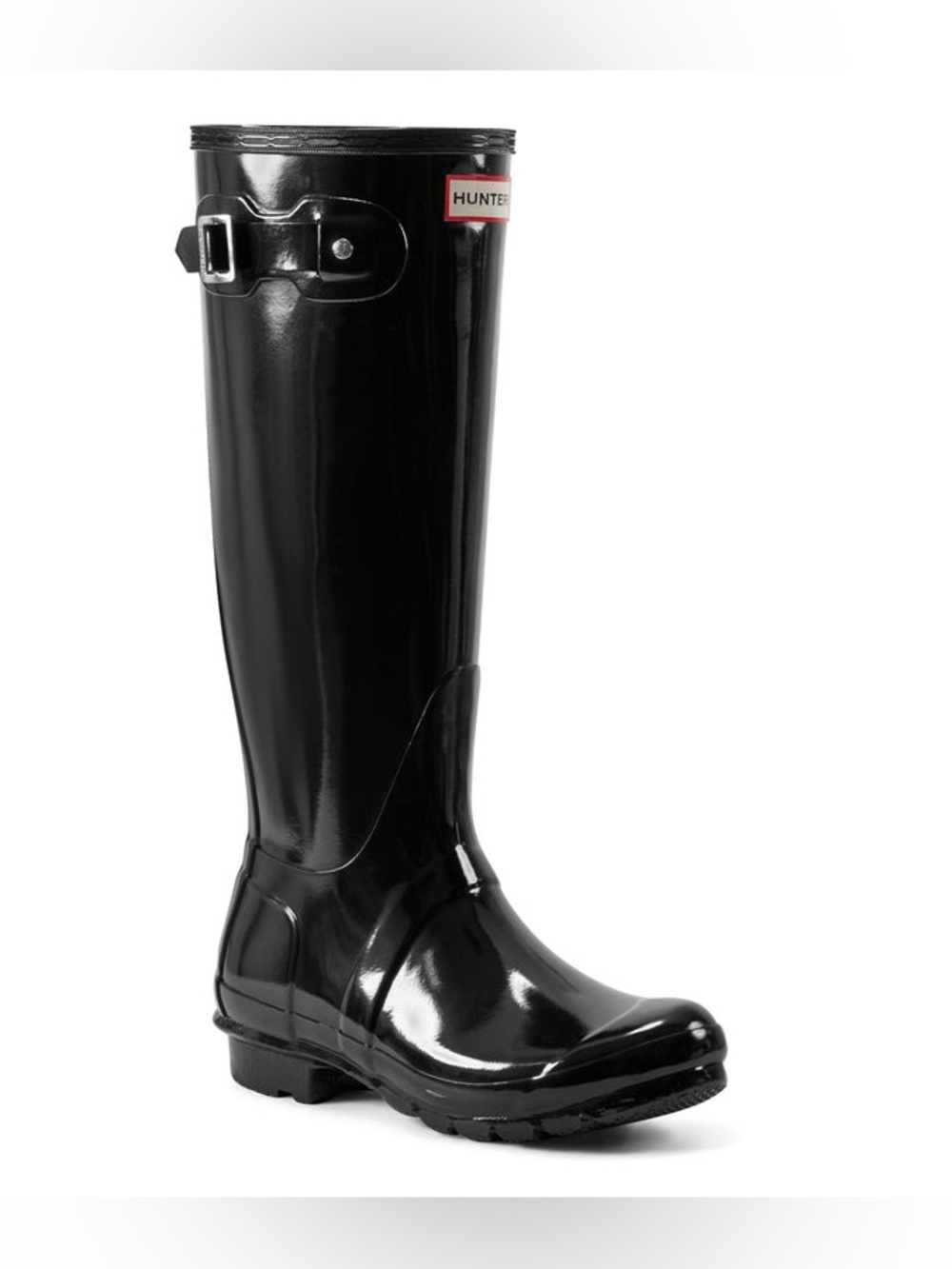 Hunter Women's Original Tall Gloss Rain Boot In Black Size 6